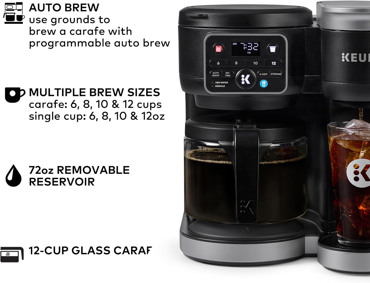 Keurig K-Duo Hot & Iced Single Serve & Carafe Coffee Maker, MultiStream Technology, 72oz