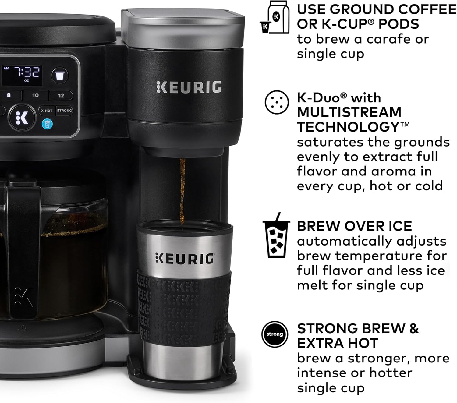 Keurig K-Duo Hot & Iced Single Serve & Carafe Coffee Maker, MultiStream Technology, 72oz