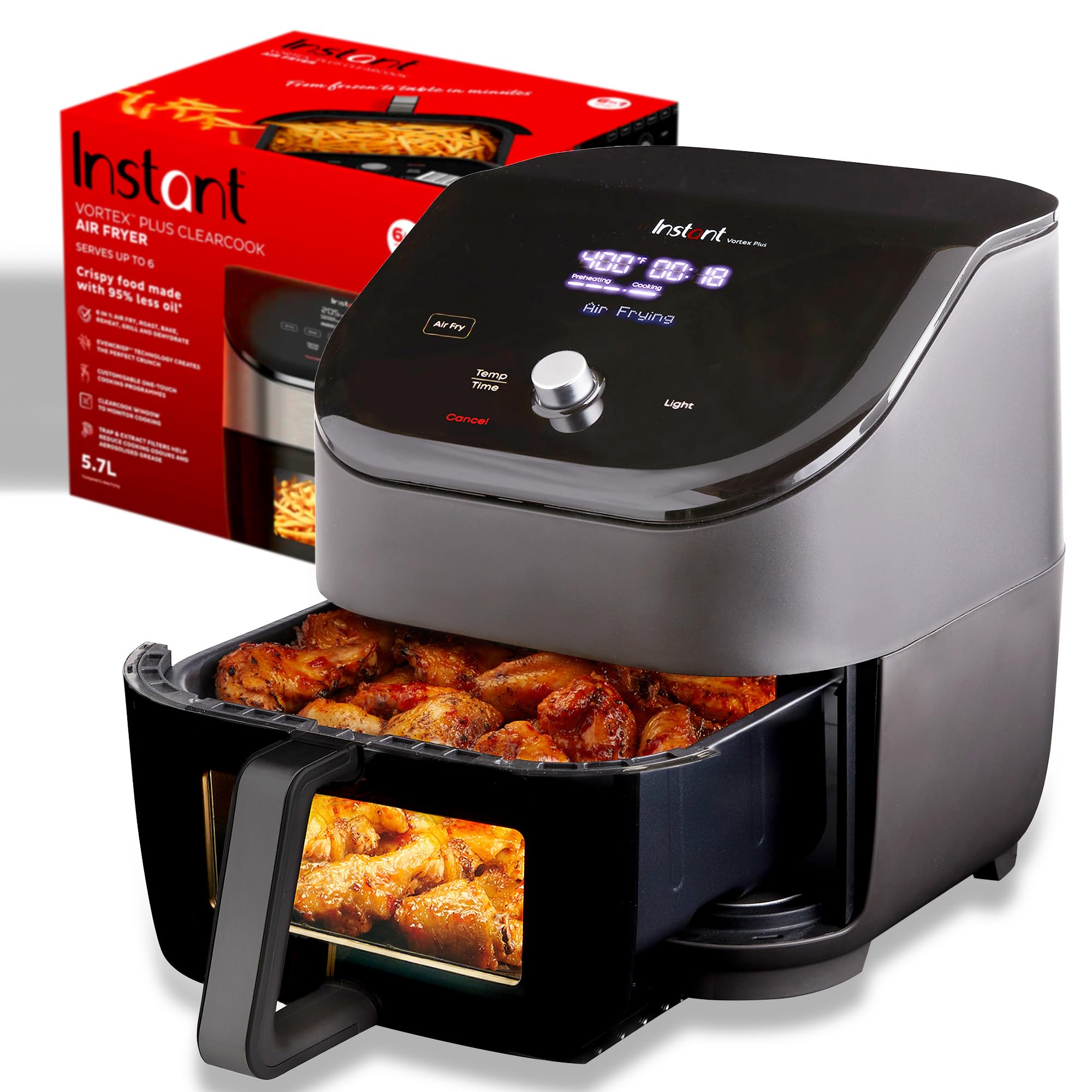 Instant Pot Vortex Plus XL 8QT ClearCook Air Fryer, Clear Windows, Custom Programming