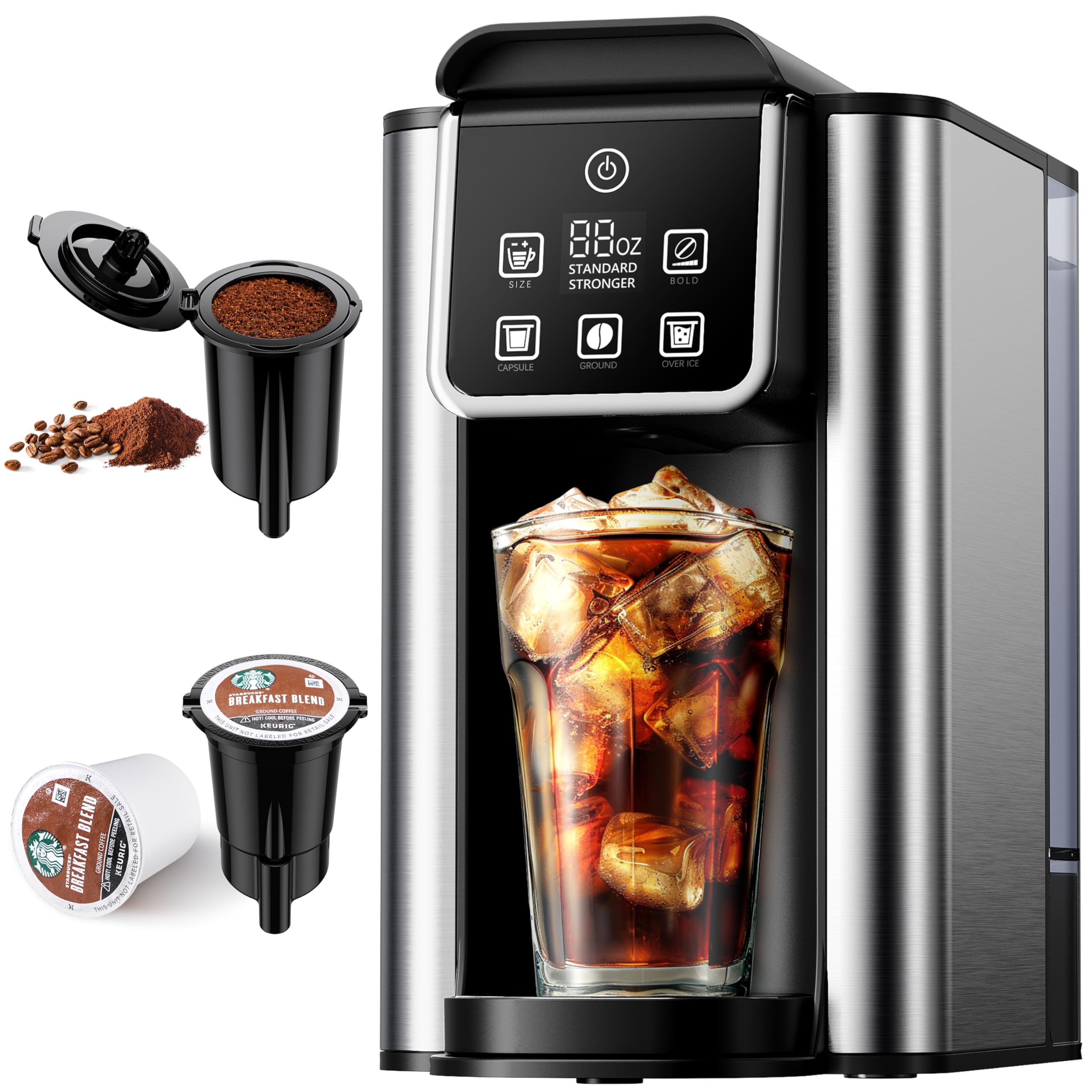 Hot & Iced Coffee Maker with Bold Setting, Single Serve Coffee Maker for K Cup